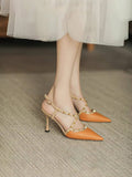 Breakj French Fine-Heeled High-Heeled High-Heeled Rivet Thorned Roman Sandals In The Summer Of