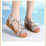 2022 Ladies Summer Sandals Classic Bohemian Open Toe Roman Sandals Rhinestone Fashion Trend Platform Wedge