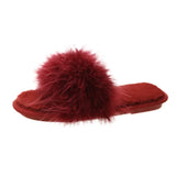 Slippers Women Wear Fashionable 2024 New Fashion Shoes Ostrich Hair Flat-Soled Korean Open-Toed