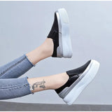 Women Slip on Loafers Ladies Sewing Platform Vulcanized Shoes Woman PU Leather Fashion Casual Footwear Female Comfort Shoe