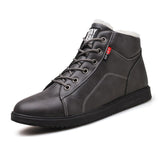 2019 Autumn Winter Leather Ankle Snow Men Boots Shoes With Fur Plush Warm Male Casual Boot Sneakers Male PU Winter