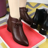 Women Short Boots Autumn New Ethnic Style Pointed Chunky Heel Ankle Boots Casual Comfortable Warm Plush Women Winter