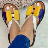 Spring And Summer New Flat Bottom Matching Color Bow Tie Lady Sandals And Slippers Large Size Women's Shoes Flat Bottom