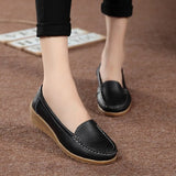 Women Flats Genuine Leather Soft Bottom Spring Summer Flat Shoes Woman Slip On Loafers Plus Size Mothers Nurse Casual