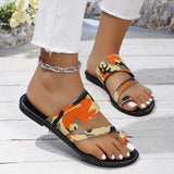 Breakj Toe Slippers Female 2024 New Camouflage Fashion Flat Casual Wear Beach Women's