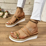 Breakj New Plus Size Female Sandals Slippers Summer Color Wedge Roman Shoes Women's Platform