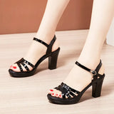 Woman Sexy High Heels Ladies Summer Dress Shoes For Women 2022 Female Leather Platform Wedge Heel Elegant Sandal 32 35 36 37