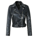 Women Faux Soft Leather Short Jacket Rivet Epaulet Zipper Pu Motorcycle Basic Jackets Female Red Black Outerwear With