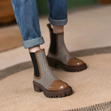 Women Boots Autumn Winter Fall Shoes Fashion Stripe Ankle Boots Goth Punk Shoes Womans Leather Booties Chelsea