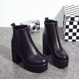 New Women's Boots Round Head Waterproof Table High And Coarse And Martin Short Boots Women's