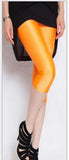 Summer Fluorescent Shiny Leggings Women Spandex Shinny Pant Elasticity Casual Trousers High Waist