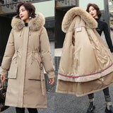-30 Degrees Snow Wear Long Parkas Winter Jacket Women Fur Hooded Clothing Female Fur Lining Thick Winter Coat