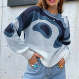 Color Block Drop Shoulder Sweater Croped Sweater pullovers Women 2021 loose Sweater Pullover female Long