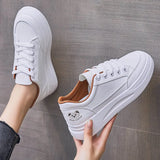 White Sneakers 2021 New PU Leather Flat Platform Sneakers Tennis Vulcanized Casual Sports Shoes Designer basket