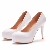 Breakj Cm White Heel Single Shoes Red Thin Heel Waterproof Table White Wedding Shoes Large High Heels Wedding