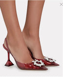 New arrival burgundy pointed transparent sandals new stiletto rhinestone sexy Baotou high heels Wedding
