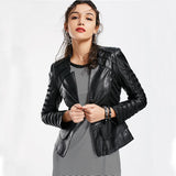 Spring Autumn Winter New Leather Women Jacket Long Sleeve Patchwork black Coat Zipper Design Motorcycle PU