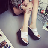 Heel Toe Slippers Female 2023 Summer Korean One-Line Bright Skin Slippers With Platform And Women's