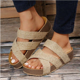 Breakj Casual Cool Drag Woman 2025 New Flat Bottom Thick Bottom Cross-Woven Solid Color Cold