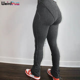 Puss Striped Patchwork Pencil Pants Women Skinny Elastic High Autumn Leggings Trousers Streetwear Casual Wild