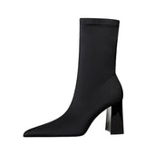 Breakj Sexy Pedicure Show Skinny Heel Ultra High Heel Elastic Leka Pointed Head Skinny Boots Women's Boots Ankle