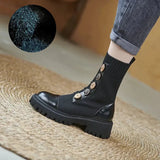 Women Boots Spring Winter Shoes Fashion Design Shoes Platform Boots Brown Black Leather Botas Button Ankle Boots
