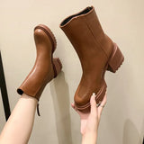 Autumn Winter Chelsea Boots Women Platform Brown Black Beige White Ankle Boots For Women Fur Short Chunky Punk Gothic
