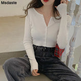 Cardigans Women Knitted Crop Sweater Top Casual Short Cardigan Female Korean Style Black Cute Knit Sweaters Vintage