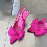 2022 Summer Brand Women Slingback Sandals Shoes Fashion Bow-knot Pointed Toe Slip on Ladies Elegant Dress Pumps