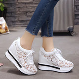 Summer Lace-up Breathable Women Sandals Wedges Chunky Heels Height Increasing Paltform Female Ladies Shoes Zapatos De