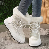 Winter Super Warm Thick Plush Cotton Padded Boots Women Non Slip Waterproof Snow Boots Woman Faux Fur Platform Ankle