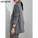 2021 Spring Office Wear Blazer Pant Suit Two Pieces Set Women One Button Suit Jacket & Wide Leg Pant Elegant Blazer