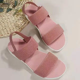 Breakj Summer Large Women's Shoes Casual Tight Belt After Tripping Polyurethane Flat Bottom Roman Sandals
