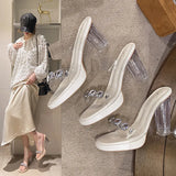 Breakj Sandals Women's Summer 2025 New Out-Of-Crystal Diamond Thick-Bottom Fairy Fairy-Selds Sexy Crystal Coarse And Cool