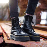Boots for Women Chunky Martin Boots Genuine Leather Ladies Fashion Platform Motorcycle Boots Botas De Invierno Para