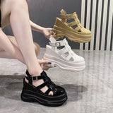 Breakj Buckle Platform Sports Sandals Women's Hollow Out Roman Sandals 2023 Summer New Web Celebrity Platform