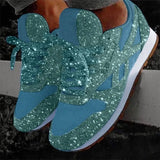 Sneakers Women Shoes 2021 Autumn Mesh Flats Casual Vulcanized Shoes Female Lace Up Bling Platform Footwear Plus Size