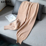 autumn winter chic Harem Pants Women Loose Trousers female Knitted Pants knit Trousers With Pockets Radish