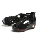 New Fashion Wedge Sandals Women Summer Shoes Elegant Ladies Rome Sandals Female Sandalias Black Wedge