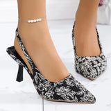 Button With High-Heeled Women's Shoes 2025 Summer New Large Size 43 Fine Heel Pointed Sandals Women's Back Empty Bag
