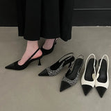 Fragrant Wind French Pointed High Heels Women's Summer 2024, The New Color Wear Temperament Fashion Baotou