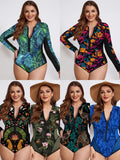 Large-Size Swimsuit Women's 2025 New Long-Sleeved Zipper Surfsuit