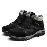 Leather Men Boots Winter with Fur 2019 Warm Snow Boots Men Winter Work Casual Shoes Sneakers High Top Rubber Ankle