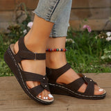 Round Head Pop Slope Heel Height Muller Velcro Adjustable Slipper Sandals