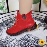 Orthopedic Boots For Women Autumn Fall Leather Shoes With Fur Black Moccasins Woman Ankle Boots Mom Plush Shoes