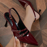 Breakj Arc De Triomphe Baotou Mary Jane Sandals Woman 25 New Pointed Cat And A Word Buckle Behind The