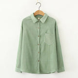 Style Women's Corduroy Shirt 2021 Spring New Casual Loose Women Long Sleeve Blouses and Tops Lady Blouse