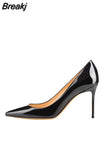Black High Heels Shoes Woman Pumps 12cm Tacones Pointed Toe Stilettos Talon Femme Sexy Wedding Shoes QKOU003