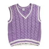 retro vest japanese sweet women Knitted jacket for korean style oversized clothes sleeveless tops young