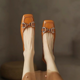 Women Pumps PU Decoration Ladies Square Heel Single Shoes Retro Square Toe Casual Zapatos Mujer Primavera Verano